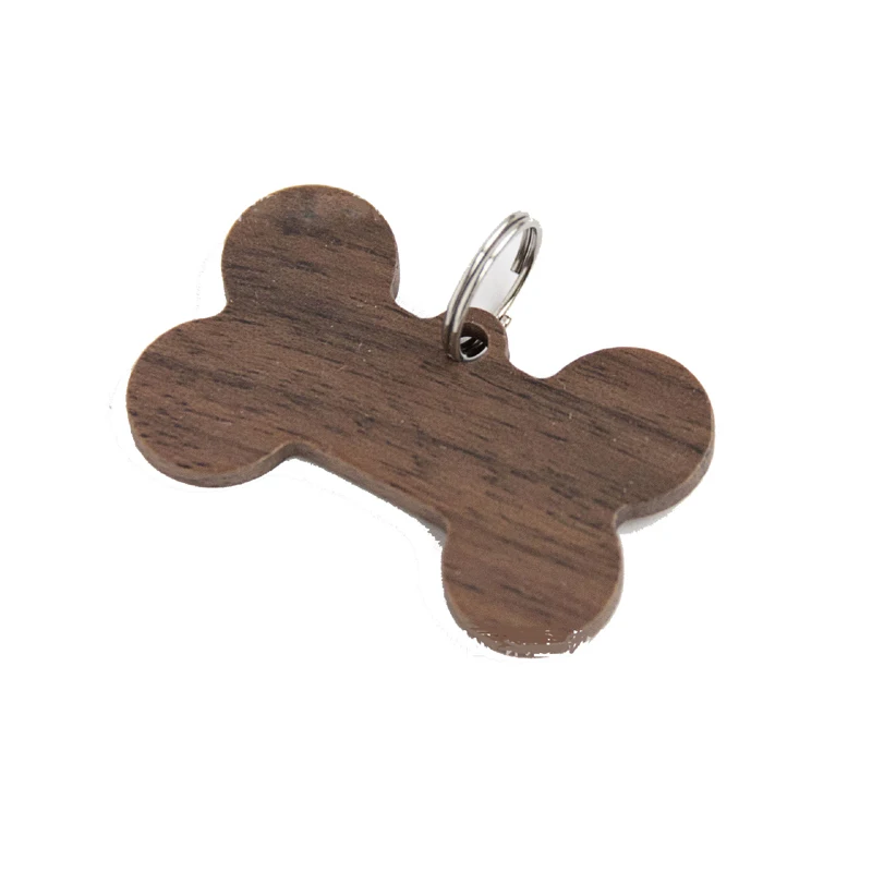 DHL500pcs  Wooden ID Tags Pet Name Dog Anti-lost Wood Customized Cat Collar Puppy Nameplate Keychain