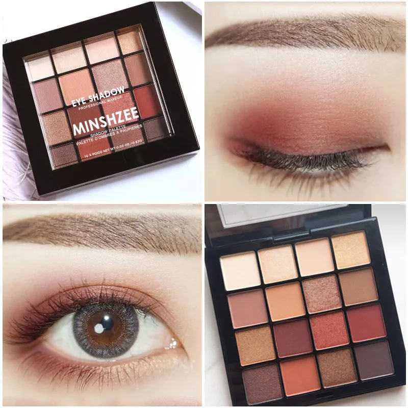 

Тени для век Minshze С Кунжутом, водостойкие, с защитой от пота, не вызывают головокружения, матовые тени для век с бусинами, 16 цветов