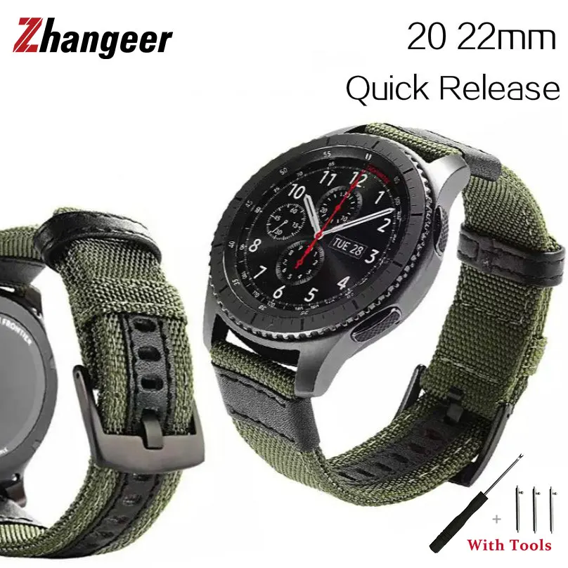 Классический Спортивный Плетеный Нейлоновый И Кожаный Ремешок Для Часов Samsung Gear