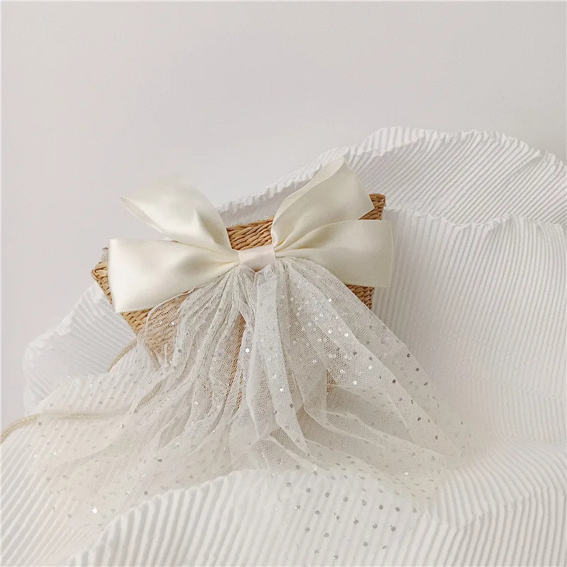 Модная сетчатая соломенная сумка с бантом для маленьких девочек милый реквизит