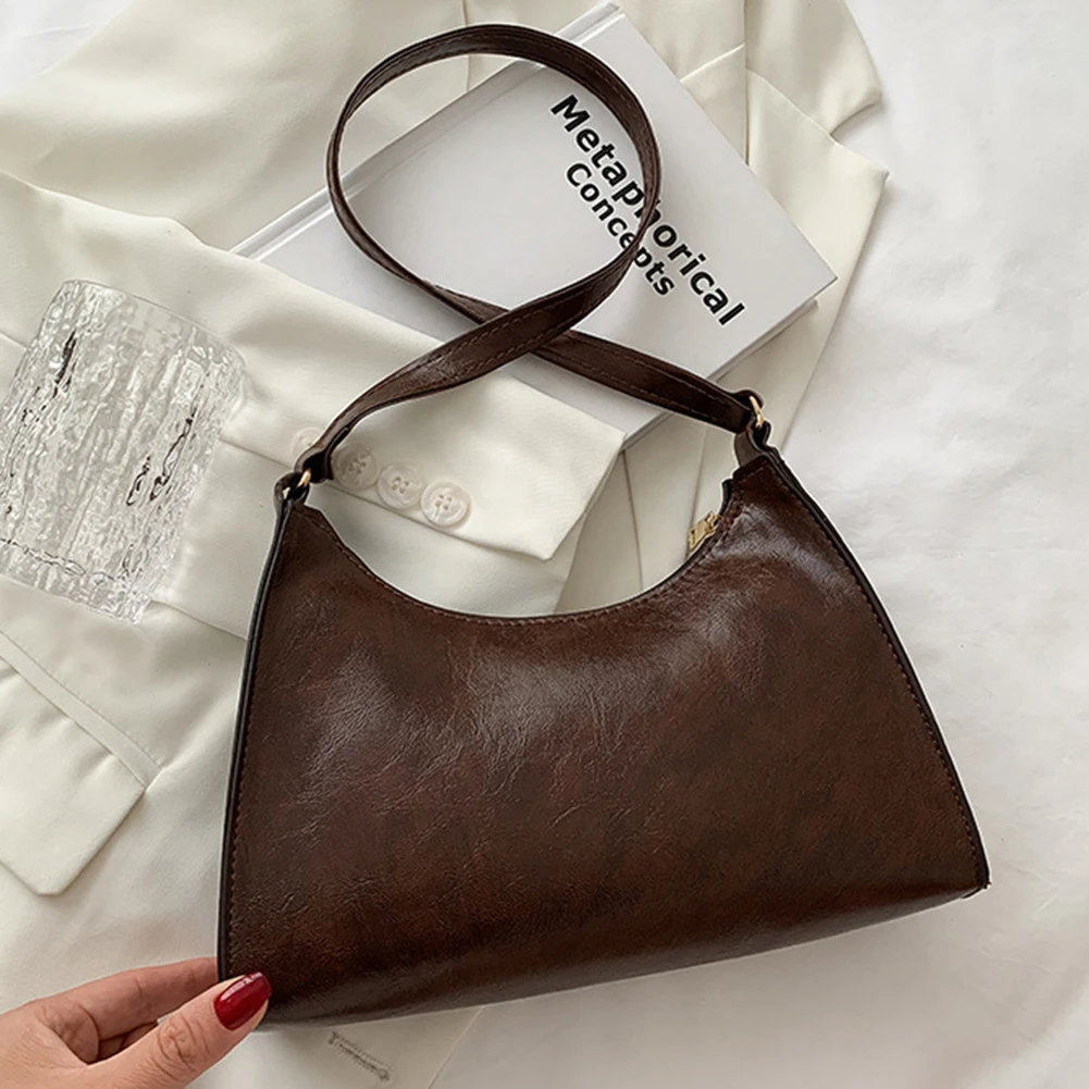 

Solid-Color Zipper Tote Bag Portable Multifunctional Handbag For Outdoor Dating