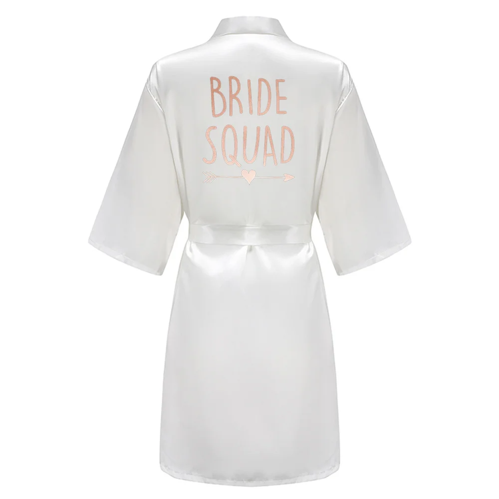 BRIDE SQUAD Women Wedding Satin Dressing Gown Personalized Custom Name Bathobe Bridal Party Robes Bridesmaid Robes gift