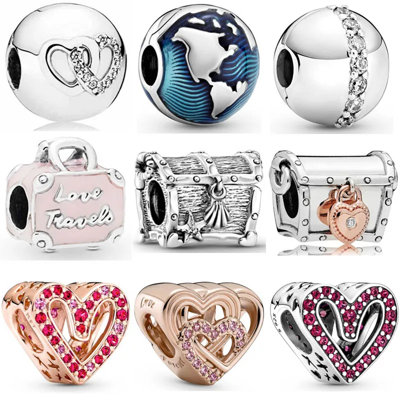 

Treasure Chest Intertwined Hand Painted Love Line Charm Women Charm Beads for Original Fashion Charm Bracelet DIY Party Jewelry