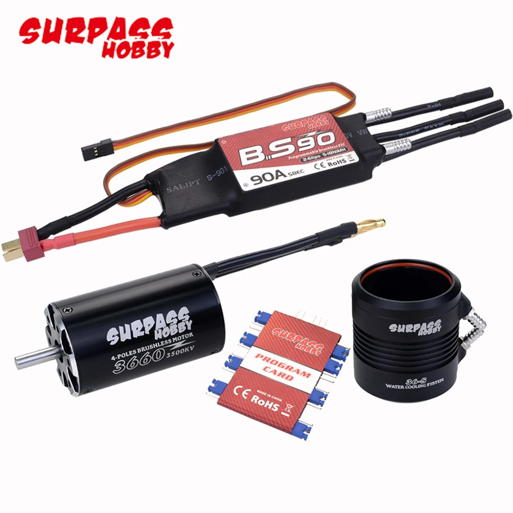 

Surpass Waterproof 3660 3500KV/3670 2650KV Motor Water Cooling Jacket 90A Brushless ESC Program Card For RC Boat RC Accessories