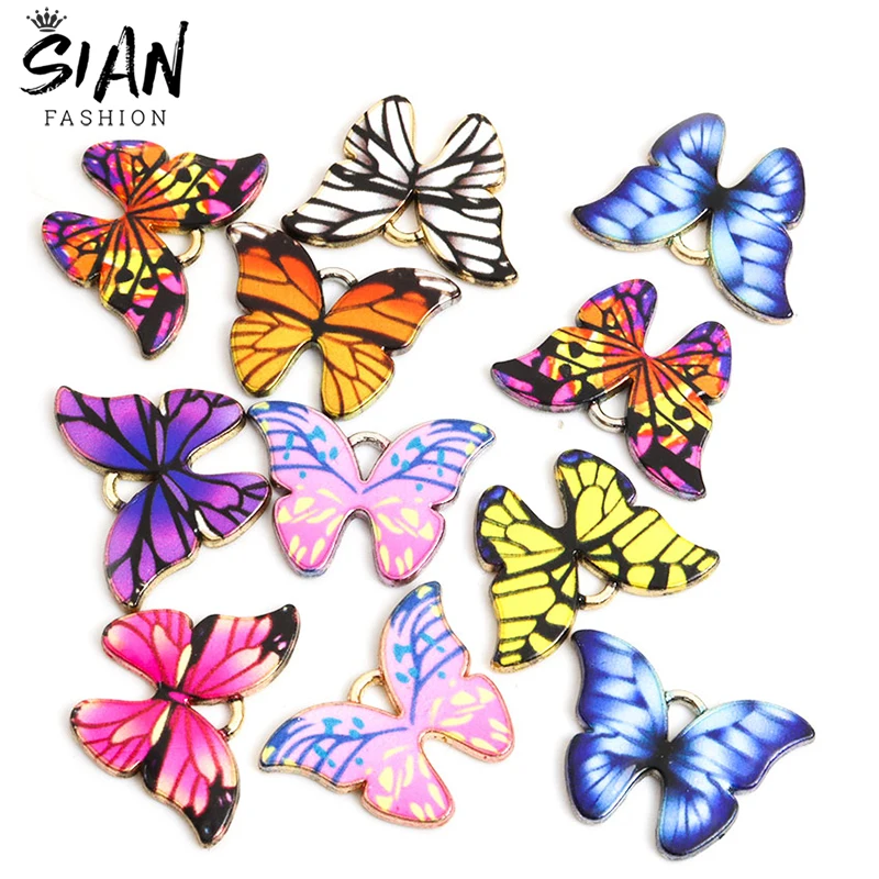 

10pcs/Lot Enamel Drop Oil Cute Butterfly Charms for Pendant Necklace Keychains Earrings DIY Jewelry Makings Handmade Findings