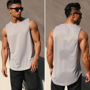 Mens Workout Gym Tank Top Cotton Muscle Sleeveless Sportswear Men Cotton Clothing Bodybuilding Fitness Vest Male Muscle Singlets 5