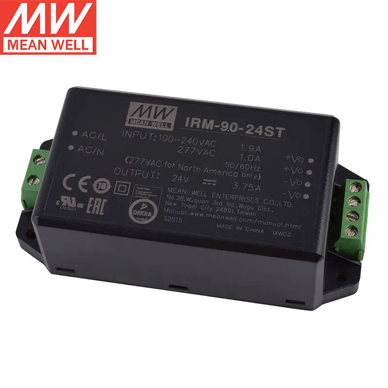 IRM-90-24ST 24 В 3 75 А 90 Вт AC-DC meanwell PCB-Mount Зеленый модуль питания Импульсный источник с