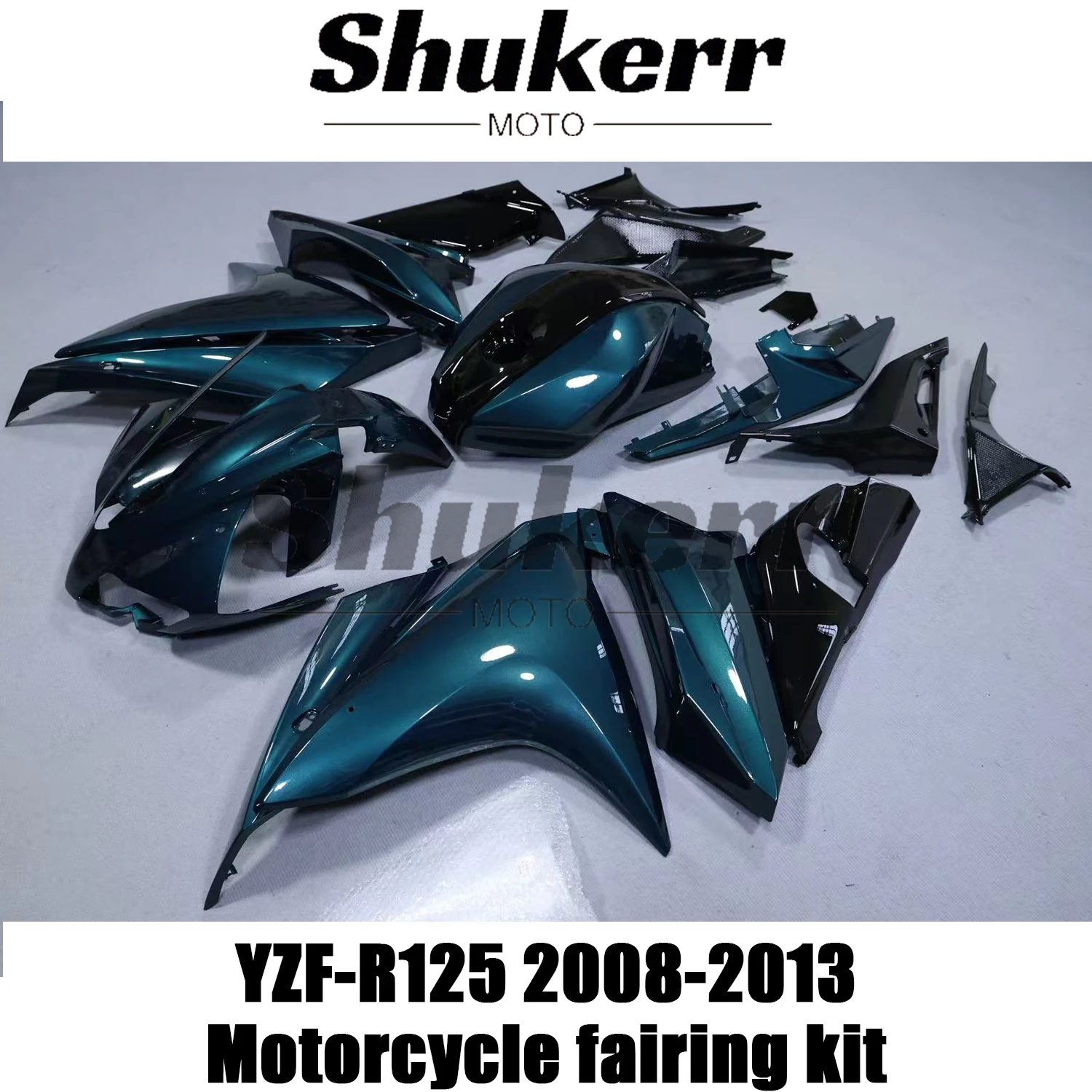 Фото Новый комплект обтекателей Shukerr Moto из ABS-пластика для мотоциклов Yamaha YZF R125 (YZF-R125) 2008-2013 годов выпуска, зеленый с черным №2