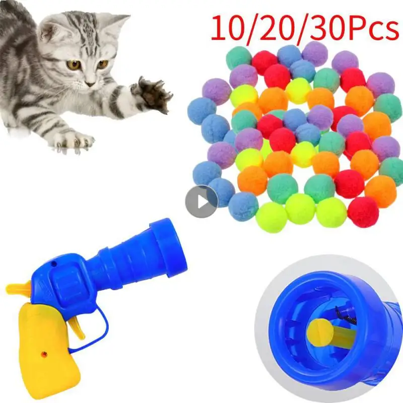 

30PC Funny Cat Interactive Teaser With Plush Ball Training Toy Creative Kittens Mini Pompoms Games Toys Pets Supplies Toys Cat