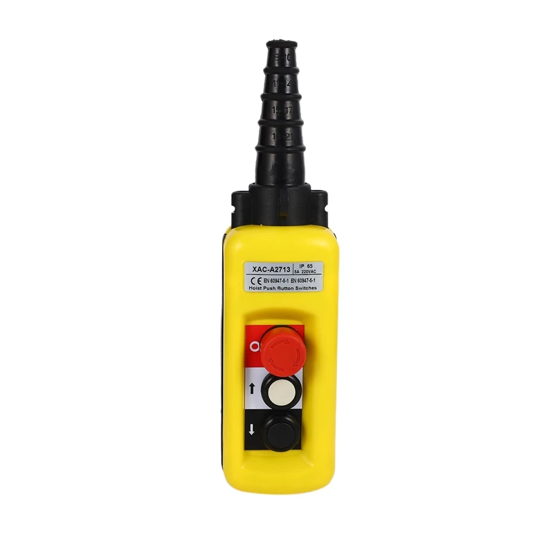 

XAC-A2713 Crane Lift Switch Lift Button Switch Emergency Stop Switch, 2 Button Single Speed with Emergency Stop