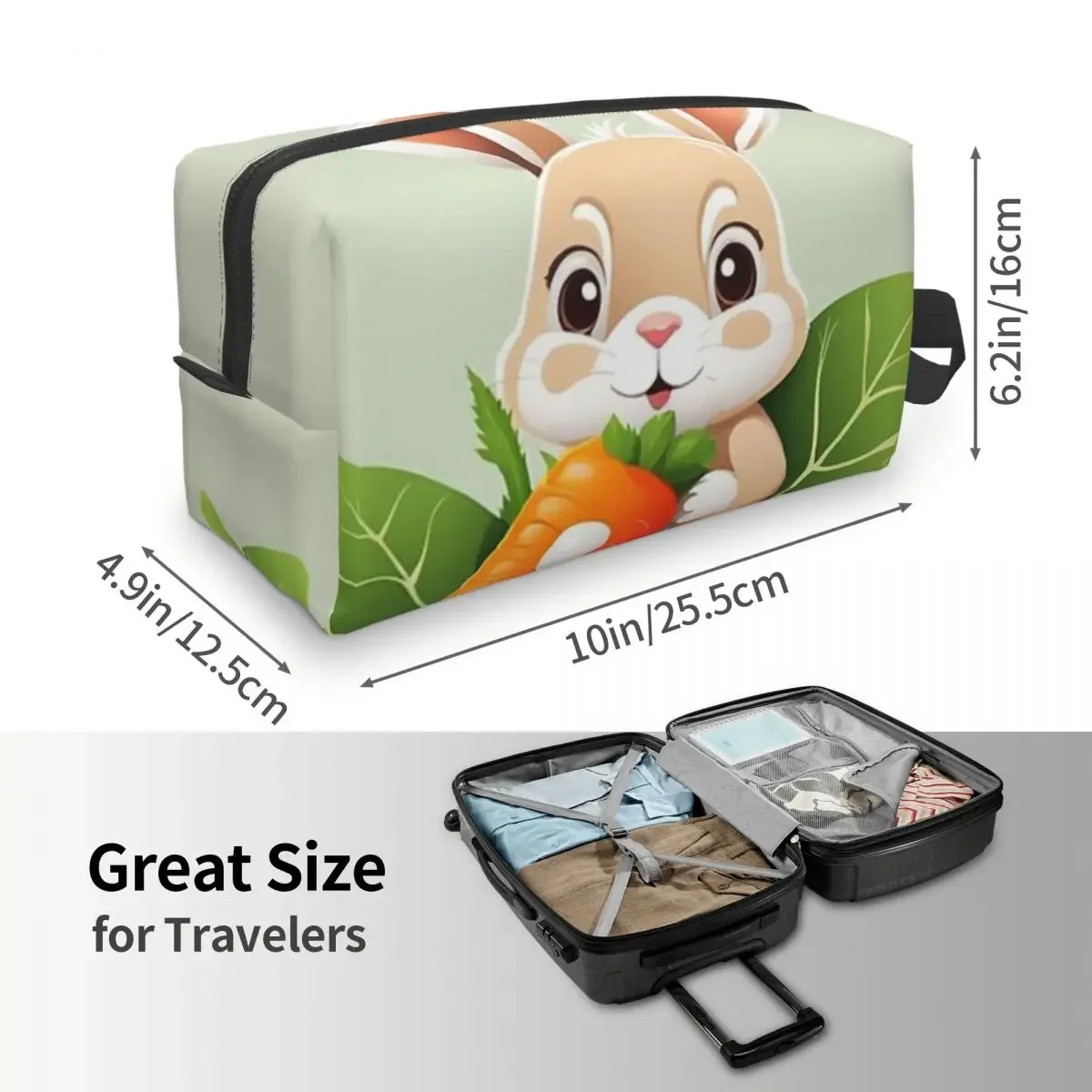 Милая дорожная косметичка с кроликом и морковкой мультипликационным векторным