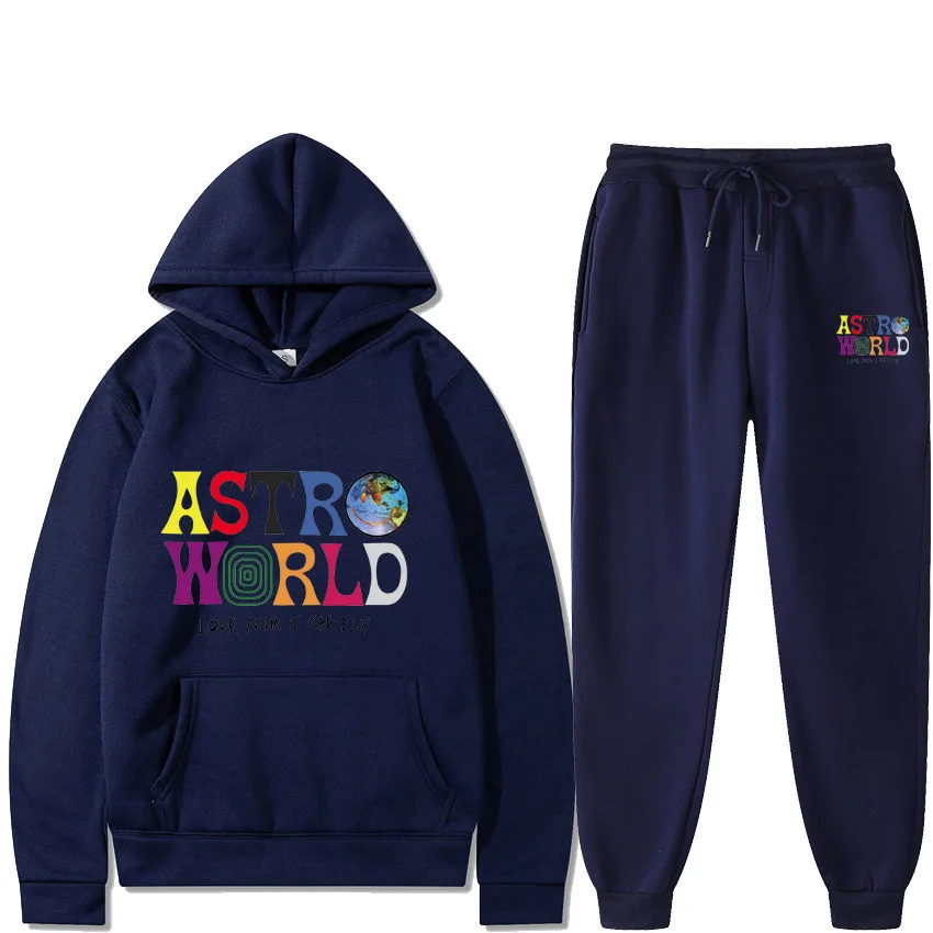 2023 New Fashion Hoodie Street Premium Print Advanced Astroworld Fashion Sweatshirt Men's and Women's Sweater Set