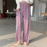 harajpoo women pants retro thin vertical stripes casual summer 2021 new korean version ins high waist slim trousers tide beach