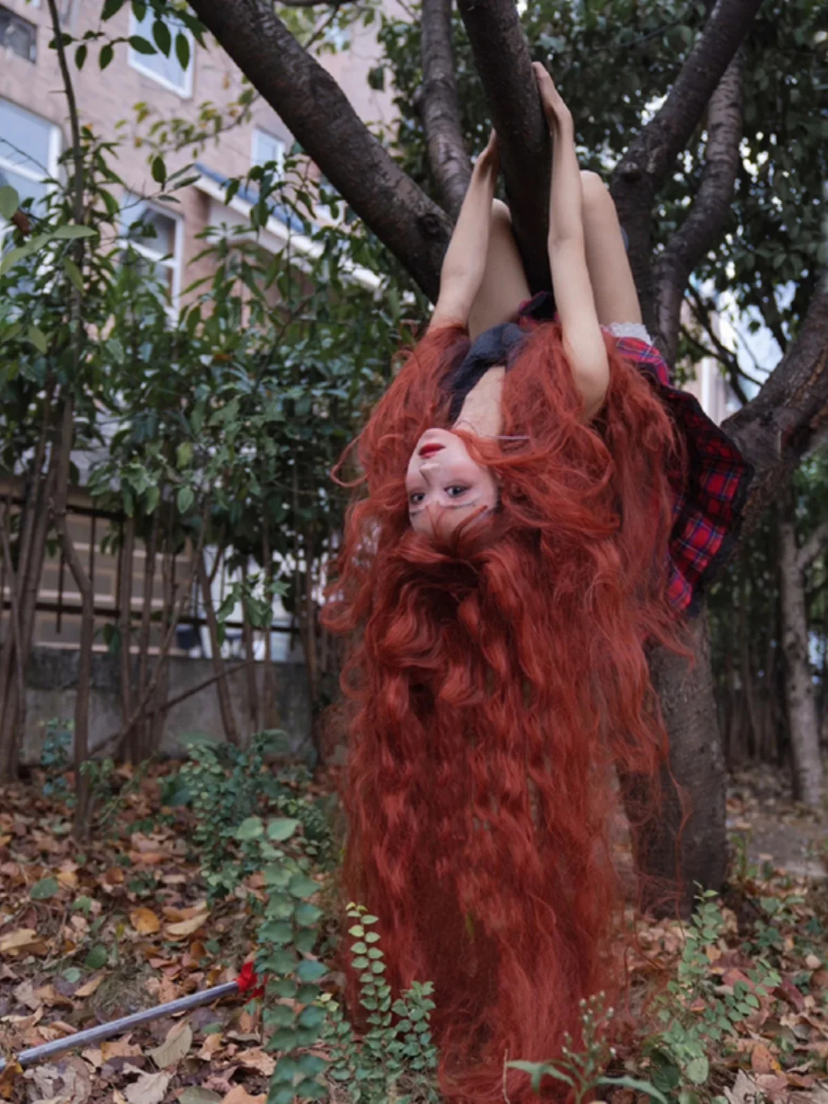 Wig Over A Meter Long Curly Hair Red Elf Wig Full Head Set To Cos Female Lolita Wig With Sunset Red Hair Color