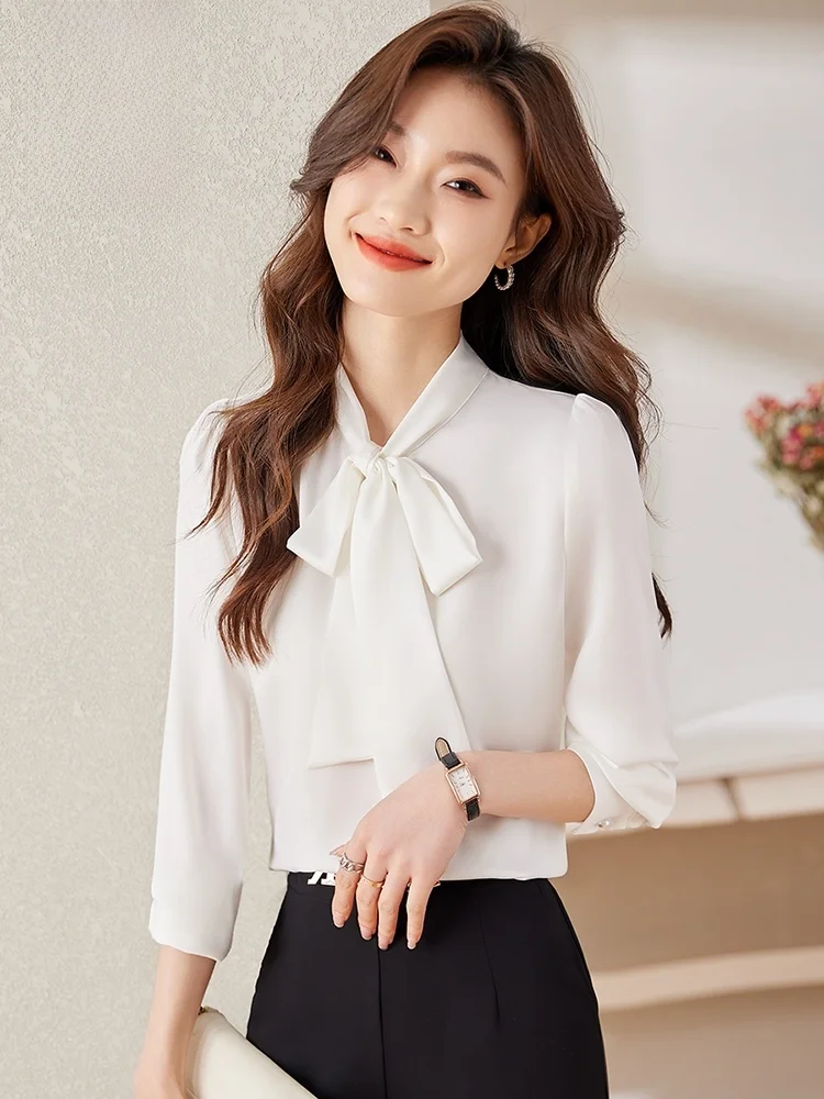 Женские рубашки Romon с простым и универсальным воротником длинными рукавами