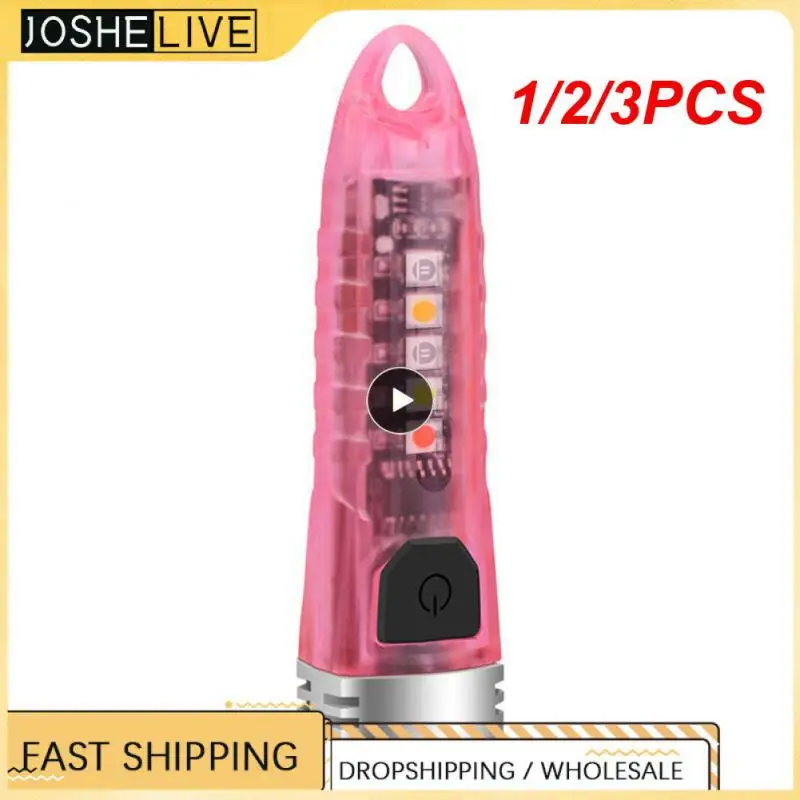 

1/2/3PCS Mini LED Keychain Flashlight Portable Torch Type-C Rechargeable Work Light With Magnet Camping Adventure Pocket Lantern