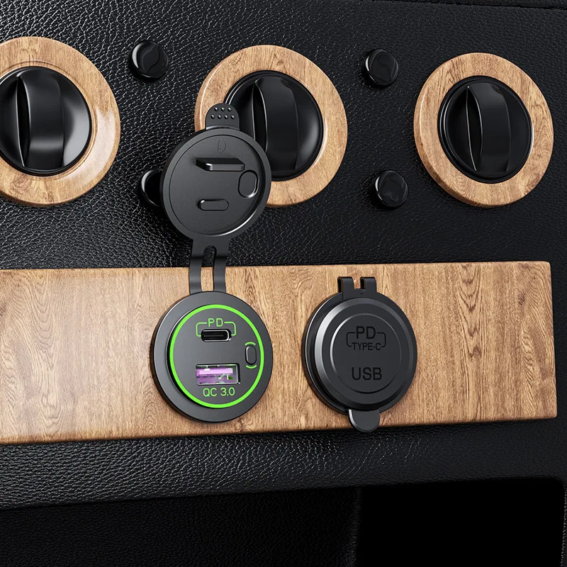 60 Вт PD Тип C/QC 3 0 USB Автомобильное зарядное устройство с переключателем розетка