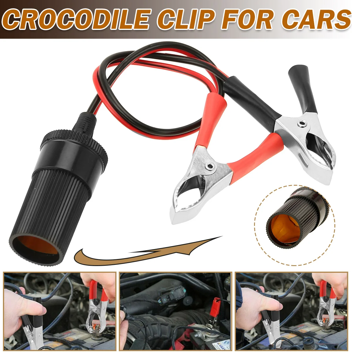 

2 шт., зажим-крокодил для автомобильного прикуривателя, 12 В