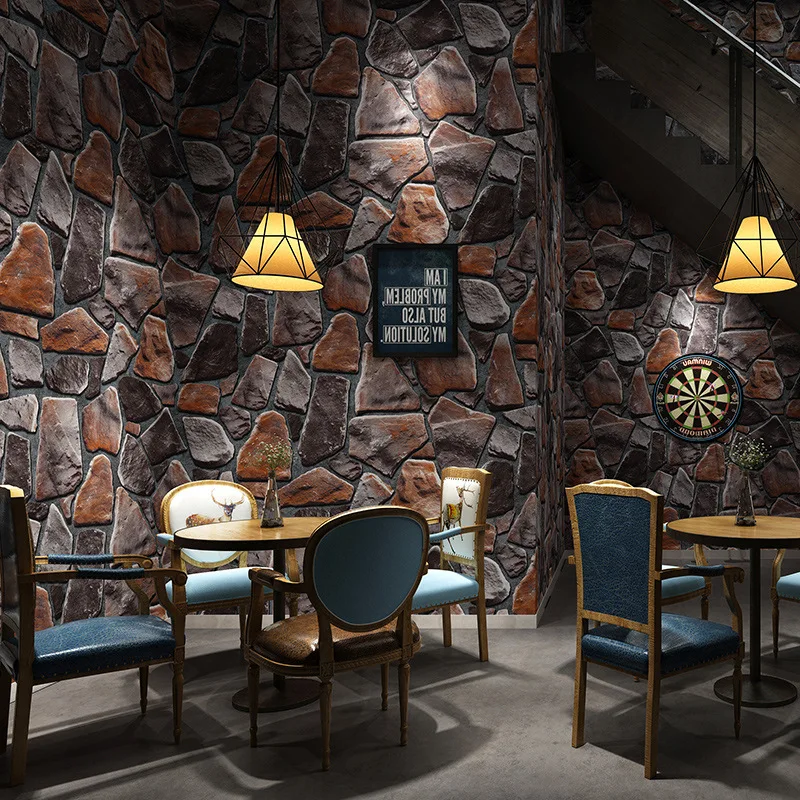 

3D 3D retro stone stone marble industrial wind wallpaper antique Restaurant Bar barber shop Hotel wallpaper