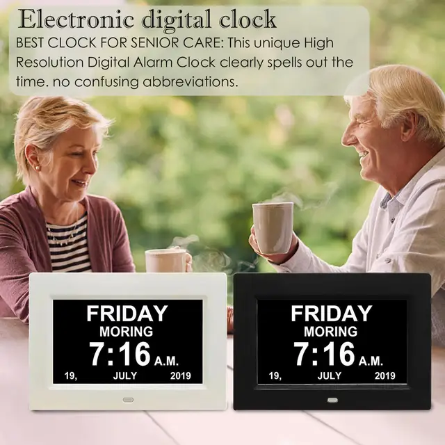8 Languages Digital Calendar Day Clock 7 Inch Large Screen Display Time Date Month Year Dementia Clocks For Seniors Elderly G0B1 3