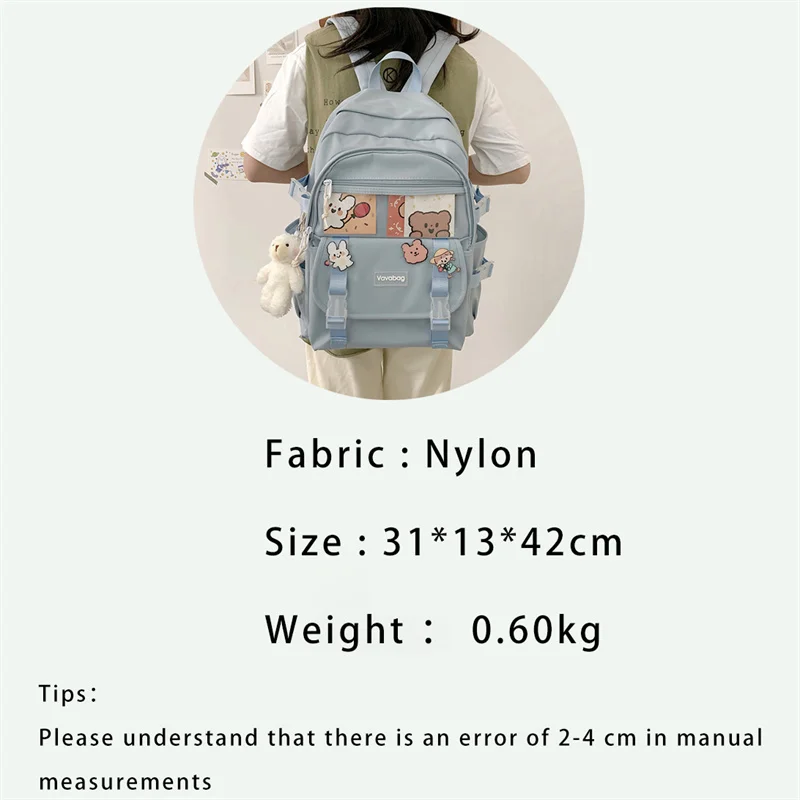 TRAVEASY 2022 Japanese High School Girls Cute School Backpack Women Nylon Bag Casual Travel Backpack Student Bookpack