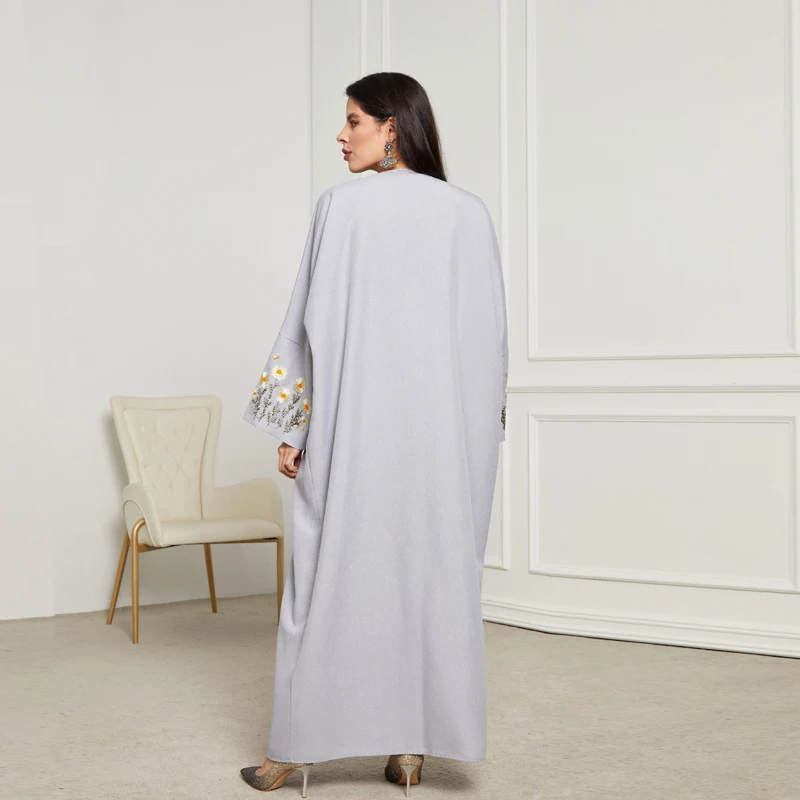 Летнее Элегантное Открытое Кимоно Абая Для Мусульманских Женщин Повседневная