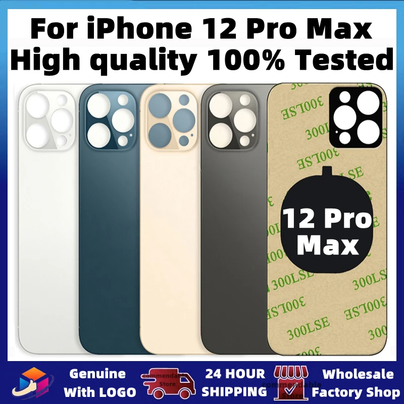 

For iPhone 12 Pro Max Back Glass Panel Battery Cover Replacement Parts High quality With logo Housing Big Hole Camera Rear Glass
