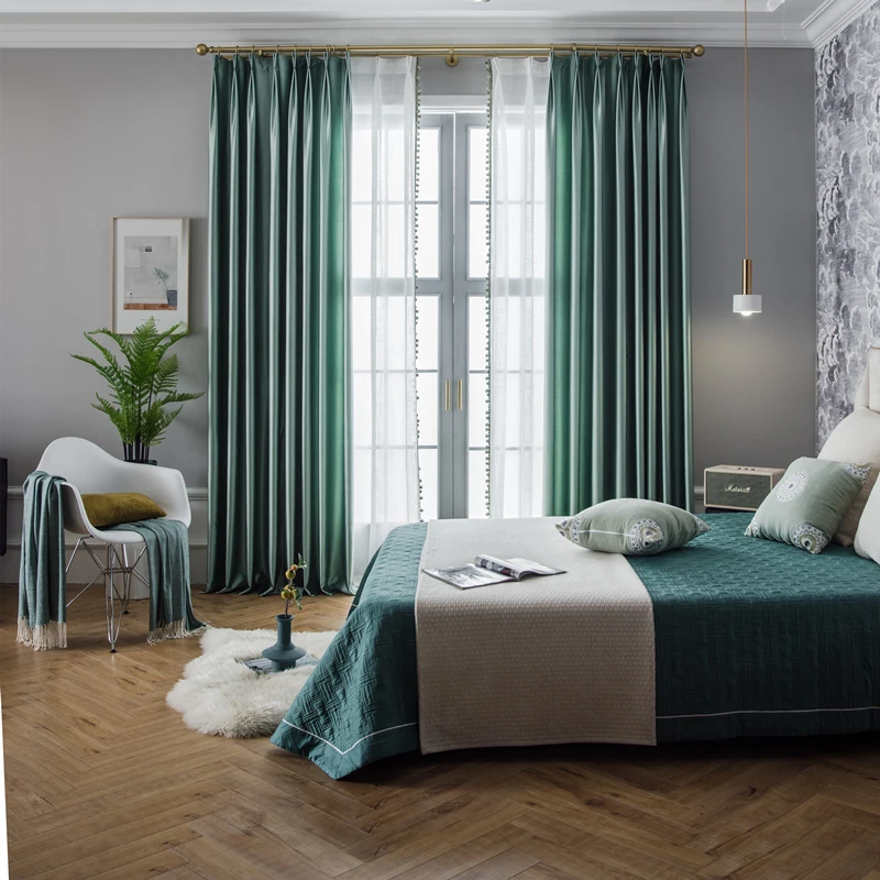 Светильник кие Роскошные весенние зеленые шелковые хлопковые шторы для гостиной