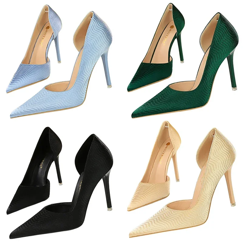 Женские Шелковые Бархатные Туфли-лодочки С Острым Носком На Высоком Каблуке 10 5