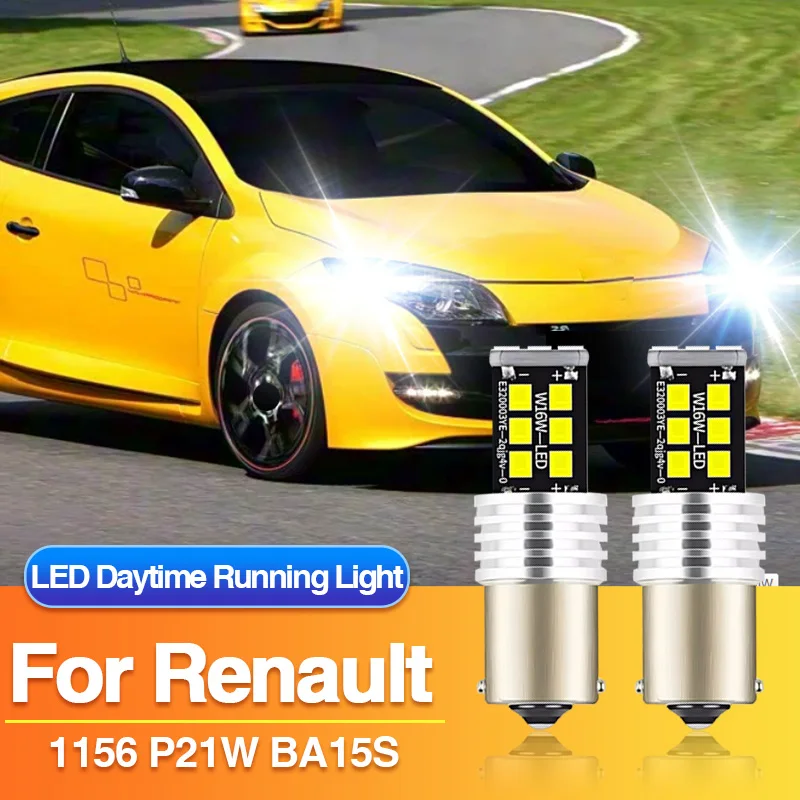 Фото 2 × P21W 1156 светодиодные дневные ходовые огни BA15S для Renault Scenic 3/Laguna 3/Megane CC/Megane 3, автомобильные дневные огни Canbus 12 В лампа №1