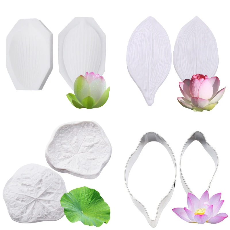 

Silicone Fondant Mold Lotus Flower Leaf Shape Cutter Mould Chocolate Candy Sugarcraft Molds Baking Utensils for Cake Deco Tools