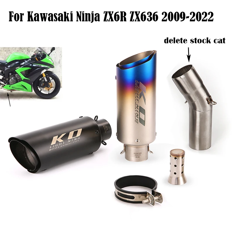 Für Kawasaki Ninja ZX6R ZX636 Motorrad Auspuff System Schalldämpfer Schwanz Rohr 51mm Verbinden Link Rohr Edelstahl Slip DB mörder