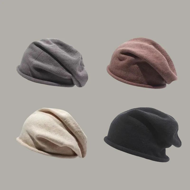 

Solid Color Thin Double-layer Youth Cold Hat Baotou Hat Couple Personality Pullover Hat Beanies for Women Sombreros De Mujer