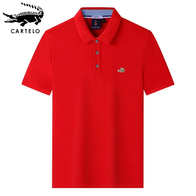 

Mensola estate nuovi uomini risvolto Polo cotone ricamato manica corta Casual Business Fashion Slim Fit Polo per uomo