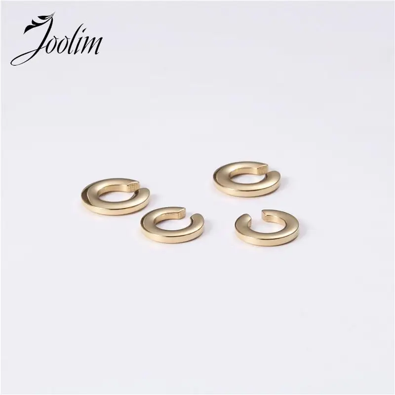 

Joolim Jewelry High Quality 18K PVD Plated No Fade Hip-hop Designer Simple C-shanped Hoop Stainless Steel Earring for Women