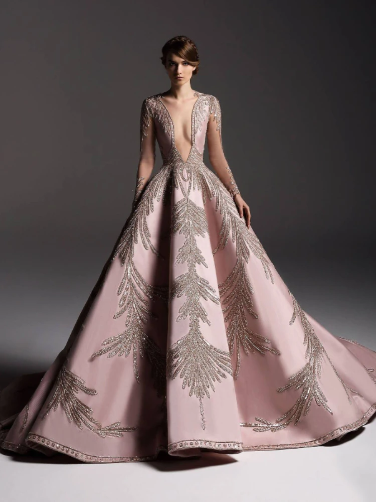 

Женское платье-футляр с V-образным вырезом, длинным рукавом и высокой талией