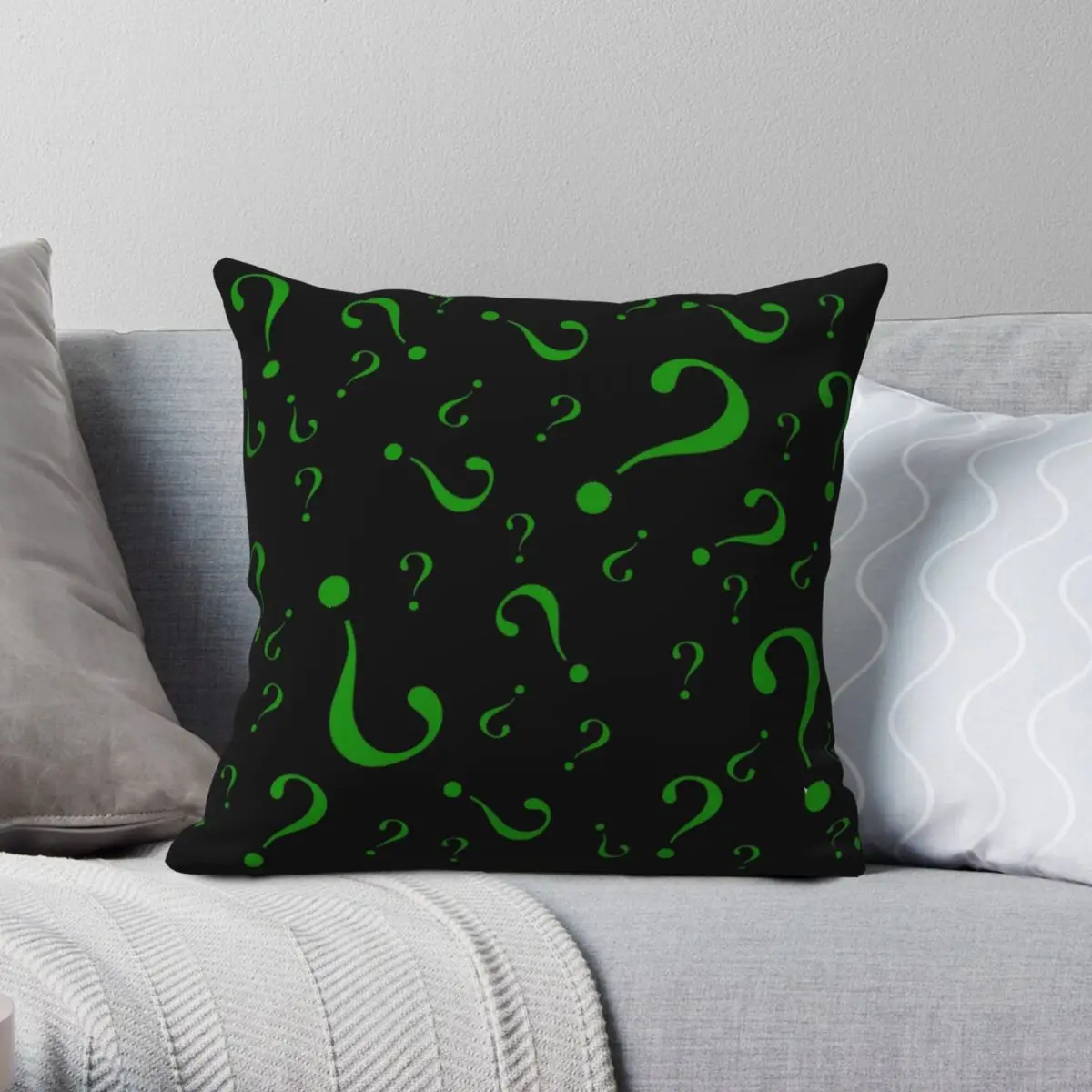 

Riddler Square Pillowcase Polyester Linen Velvet Creative Zip Decor Throw Pillow Case Sofa Seater Cushion Case