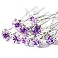 20 pcs wedding engagement women crystal diamanted rose flower hair pin rhinestone hair clips accessory jewelry party headwear