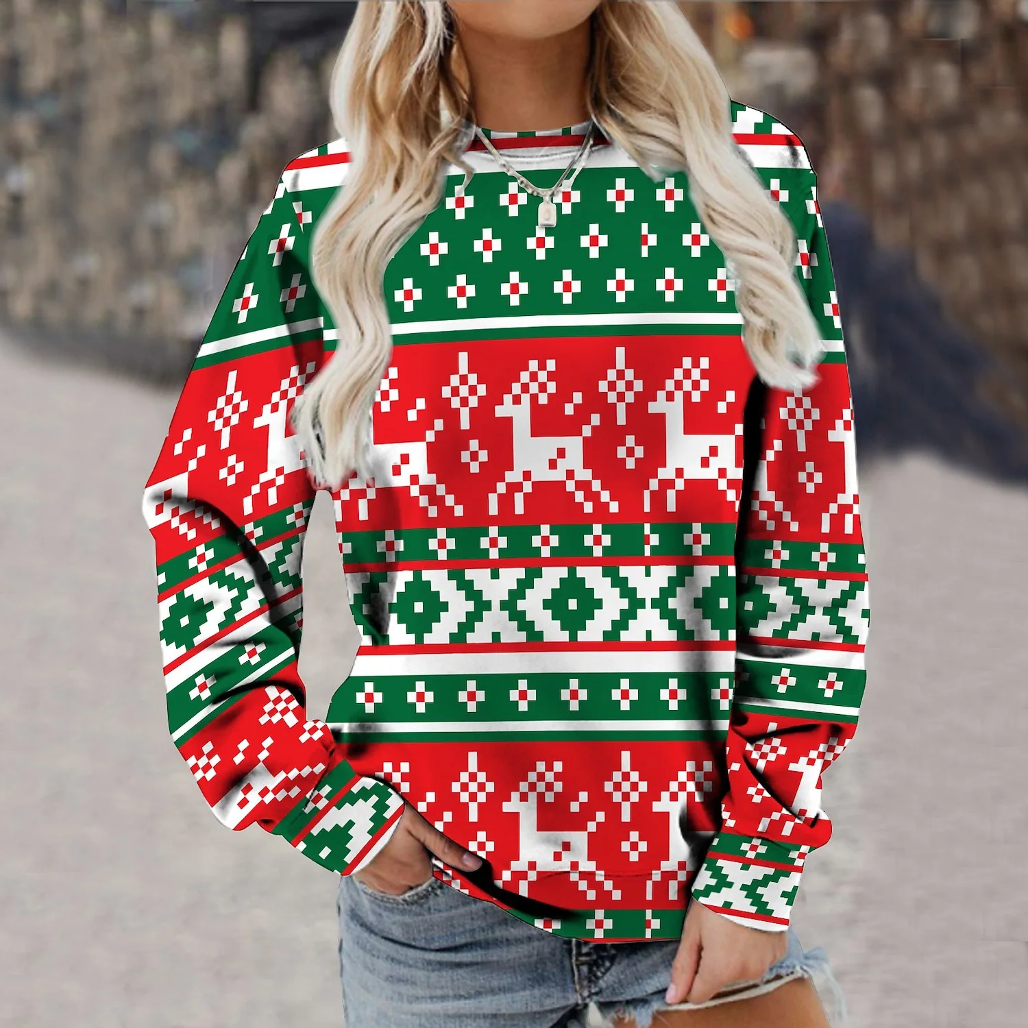 

Women's Sweaters Sweatshirt Sweatshirt Cartoon Christmas Santa Claus Sparkly Daily Graphic Round Neck Long Sleeve
