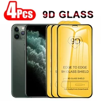 9d 4pcs tempered glass for iphone 13 12 11 mini pro max screen protector for iphone x xr xs max 7 8 6s plus se full cover glass