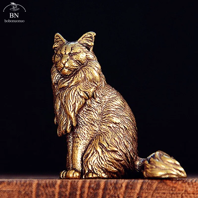 Миниатюрные фигурки кошек мейн-кунов из латуни, маленькие статуэтки животных, настольные украшения, винтажный декор для дома, аксессуары для рукоделия (art.: 3920db021c193) - 3920db021c193
