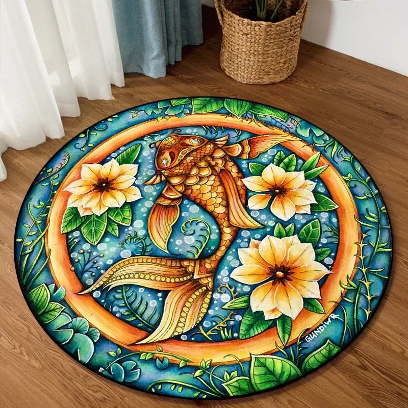 Милый дневной тигровый медведь рыбка круглый коврик напольные коврики ковер для