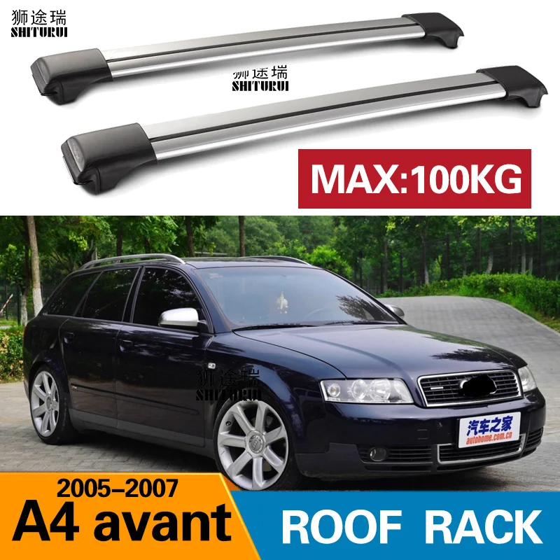 2Pcs Roof bars For Audi - A4 Avant (8ED, B7) [2004-2008] Aluminum Alloy Side Bars Cross Rails Roof Rack Luggage CUV SUV LED
