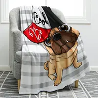 Pug Dog Flannel Throw Blanket Cute Soft Warm Lightweight for Sofa Couch Chair Bed Office Travelling Camping Gifts Teens Adults