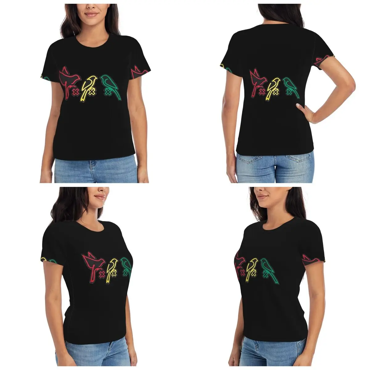 Фото Футболка Bob Marley Ajax - Three Little Birds Floor Pillow Yuysnoofzil, женская футболка с короткими рукавами, одежда с круглым вырезом №1