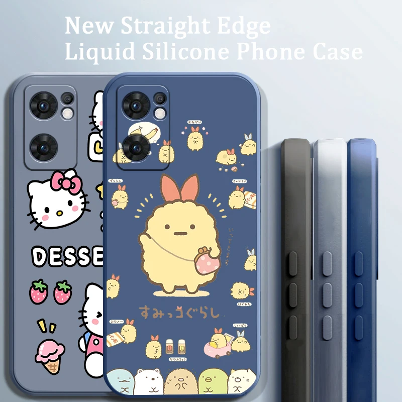Чехол для телефона Sanrio Hello Kitty OPPO A73 A31 2020 Reno7 SE 6 5 4 2 Z Lite Pro Plus 5G 4G Funda Liquid троса