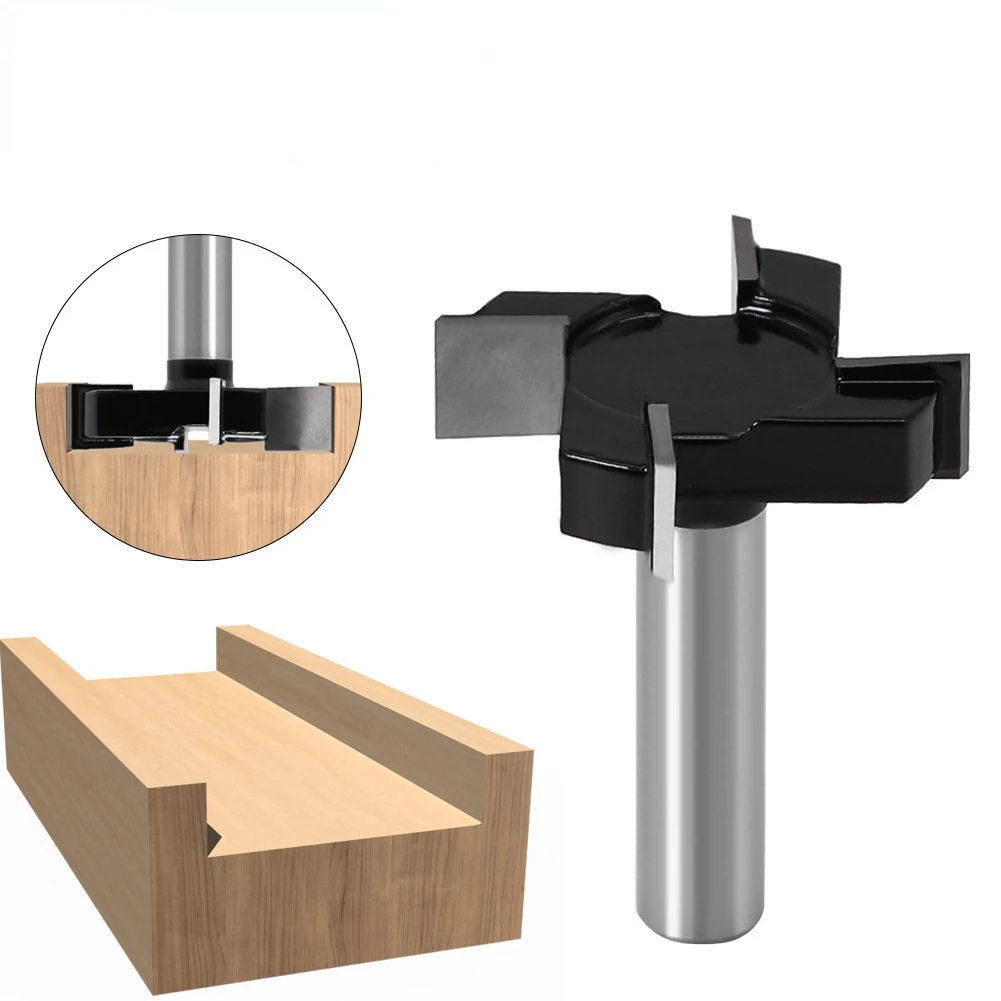 

Four-edged T-knife Slotting Knife Black Woodworking Milling Cutter Engraving Machine Cutter Head Large Diameter Slotting Knife