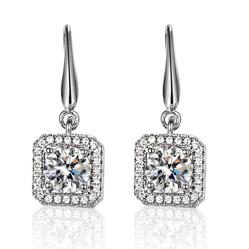 

Mosang diamond earrings square package Mosang stone earrings jewelry Valentine's Day gift