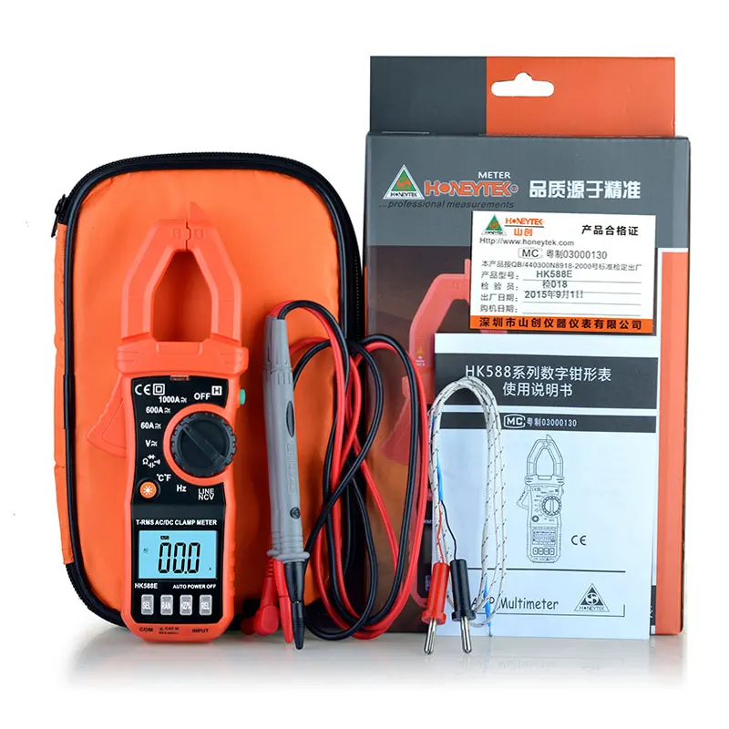 

HONEYTEK 1000A AC DC Current Digital Clamp Meter True RMS Pliers Ammeter Professional Multimeter Resistance Frequency Tester NEW