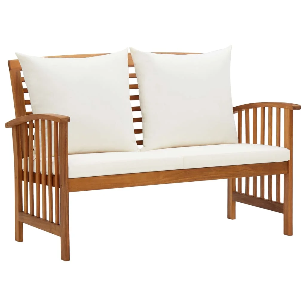 Patio Bench with Cushions Cream white 46.9